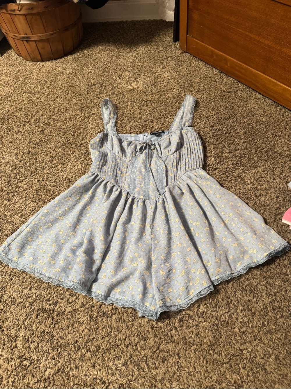PrettyLittleThing Light Blue Floral Tie-Front Romper